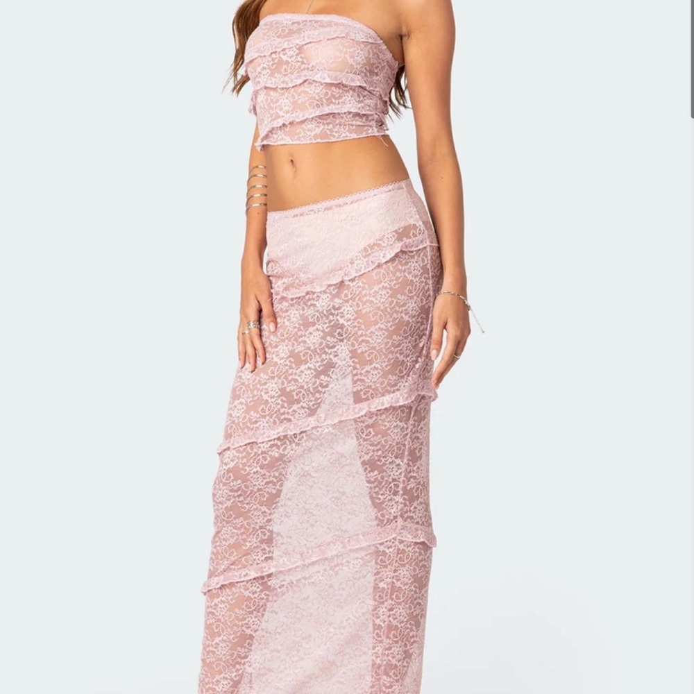 Edikted pink lace skirt set